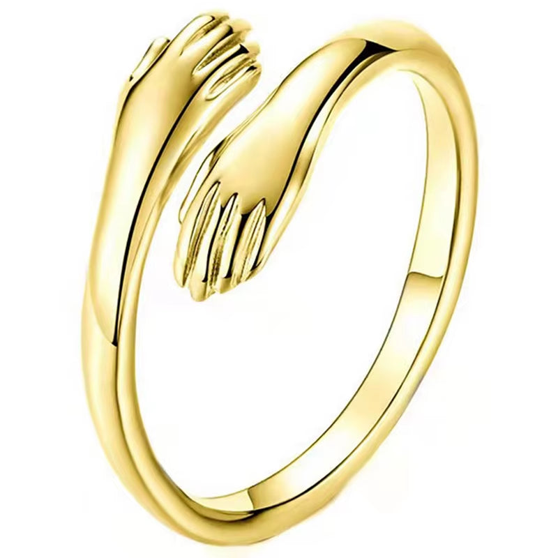Creative Love Hug Gold Silver Color Ring Fashion Lady Open Ring Jewelry Gifts for Lovers