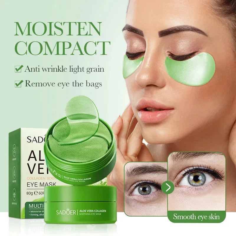 60pcs Aloe Vera Collagen Eye Anti Dark Circles Eyes Bags Moisturizing Anti-wrinkles Eye Patches Eyes Skin Care Products